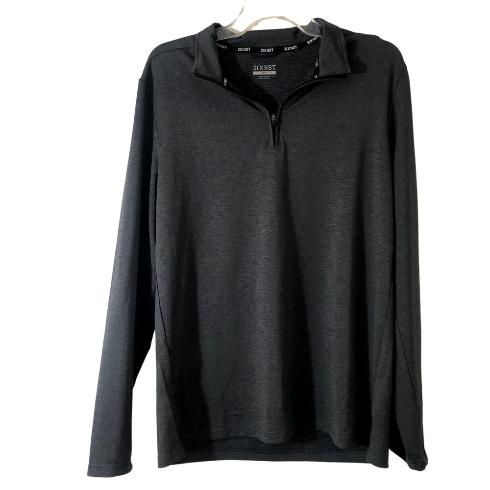 NWT 2(x) ist Men's Long Sleeve Tee Gray 1/4 zipper =Q